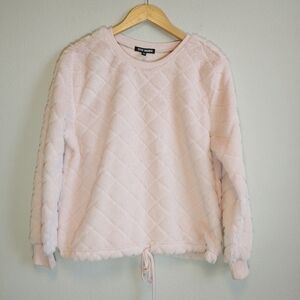 Steve Madden Women's Quilted Winter Minimalist Furry Sweater Sz M